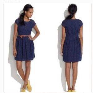 MADEWELL Lace Floral short Sleeve Navy Dress SZ 0
